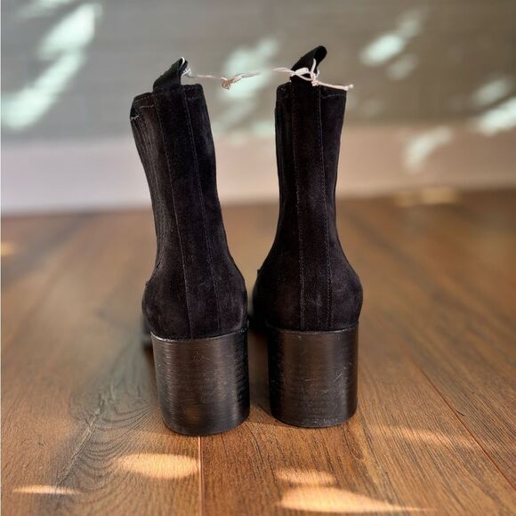 New Triver Flight Idylle Chaussures Black Suede Heeled Ankle Bootie - Picture 5 of 9